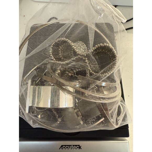 1 Lb Bag Assorted Wearable Chunky Silver Tone Jewelry, Baddie, Maximal, Goth - Picture 3 of 9